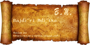 Bajári Mátka névjegykártya
